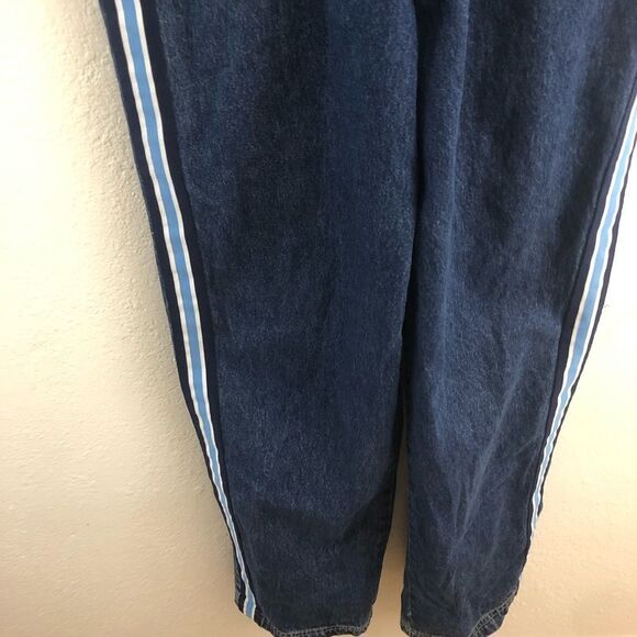 Revolt  classic denim bin overalls blue strip lines on side size M - Picture 5 of 11